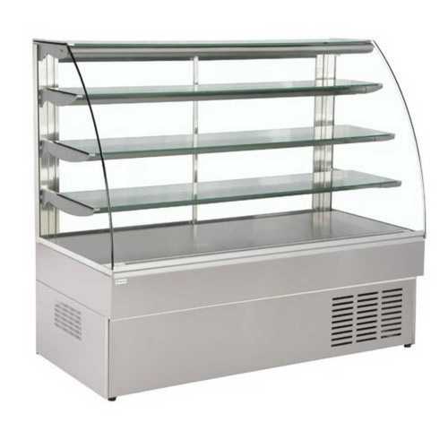 Silver Rectangular Shape Stainless Steel And Glass Display Counter For Restaurant And Bakery