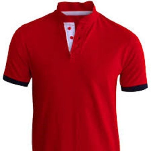 Red Color Plain Pattern Mens Polyester Polo T Shirts With Short Sleeves Age Group: 18