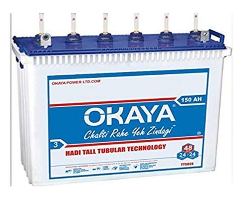 Deep Dishcharge Protection Okaya 150ah Lead Acid Tall Tubular Battery 12.8v, With 4 Years Warranty