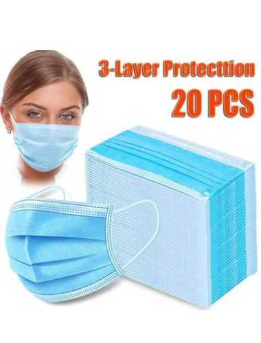 Disposable Sky Blue Three Layer Non Woven Protection Face Mask Age Group: Women