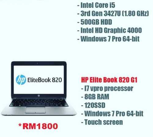 Intel Core i5 3rd Gen 3427U 1.80GHz HP Elite Book 820 G1 Laptop