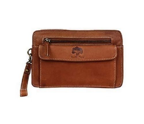 Portable Leather Zipper Brown Hand Zipper Pouch Gender: Men