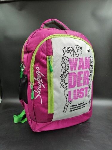 White And Pink Color Zipper Closure Type Very Spacious And Light Weight College Backpack Bag