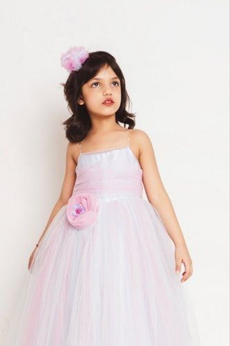 5-10 Years Old Pink And Blue Bell Flower Kids Girls Birthday Party Soft Tulle Dress