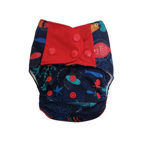 Printed One Size Style Reusable Baby Diapers With 8 Layer Cotton And Bamboo Inserts