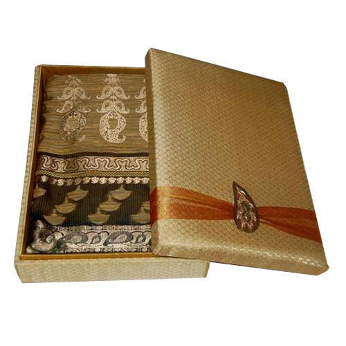 Yellow Rectangular Paper Corrugated Saree Packaging Box Crack Proof