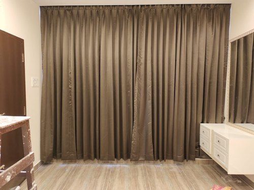 Brown Polyester Living Room Curtains For Windows And Door With Plain Pattern