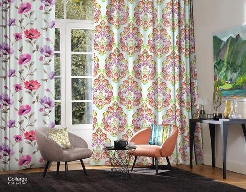 Flower Printed Design Polyester Curtain for Window And Doors With 3-5 Feet Width