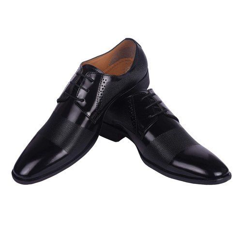 Lace Closure Black Color 5 To 9 Size Men Stylish Leather Shoes With Round Shape Toe Heel Size: Low