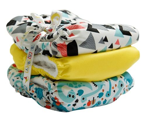 Multicolor Printed Reusable 3-18 Kgs Waterproof Absorbent New Born Baby Diaper 3 Piece Combo