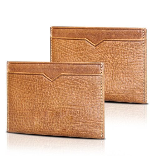 Tan Color And Plain Design, Foldable Type Mens Leather Wallets With 3 Card Slots Size: Various Sizes Are Available