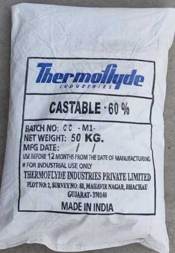 Grey Unshaped Refractory/Castable 60 Percent Powder For Steel Plant Packed In Pp Bag