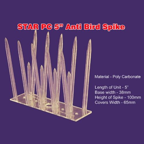 Clear 5 Inch Harmless Polycarbonate Anti Bird Spike For Residential And Commercial Buildings