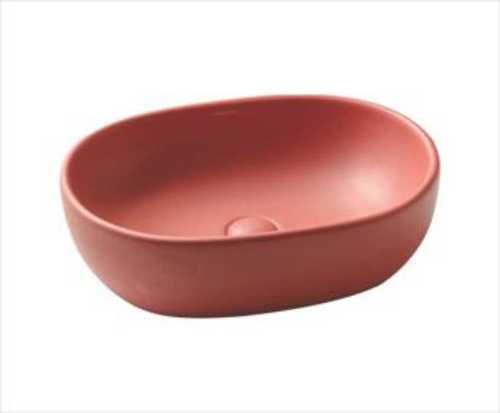 Red Bathroom Use Ceramic Sink For Homes, Hotels And Offices Usage In Oval Shape