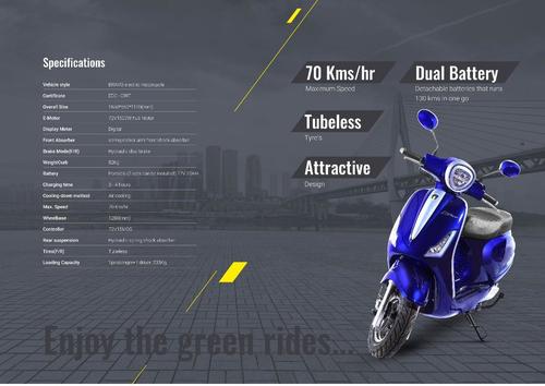 Bravo Dual Battery Attractive Design Electric Motorcycle With Maximum Speed Of 70Km/Hr