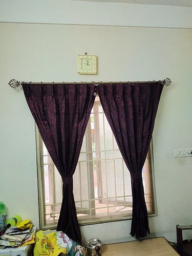 Brown Color Printed Polyester Curtain for Window And Doors With Normal Wash