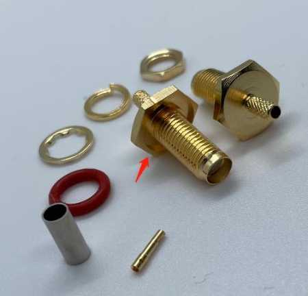 Gold Cable Assembly Sma Female Bulkhead Rf Connector For 1.13Mm Coaxial Cable