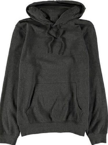 White Casual Wear Full Sleeves Grey Plain Fashion Hoodies For Mens