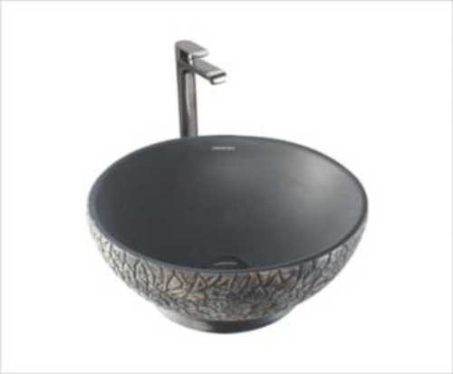 Crack And Scratch Free Black Single Bowl Bathroom Sink In Round Shape Size: As Per Customer