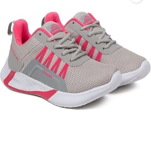 Cool Dry Pink And White Color Casual Women Sports Shoes For Summer, Winter And Rainy Season