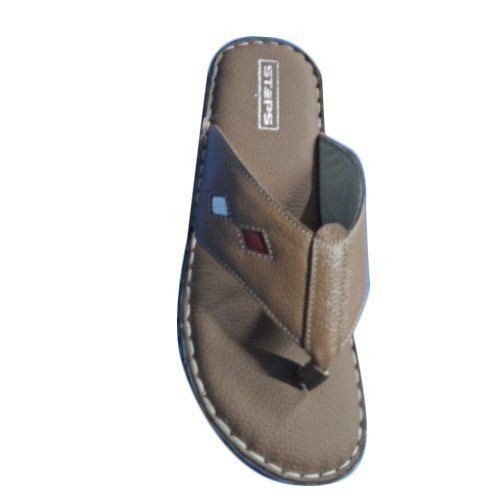 6 Size, Plain Design And Brown Color Men Slippers For Casual Wear With Tpr Sole Material