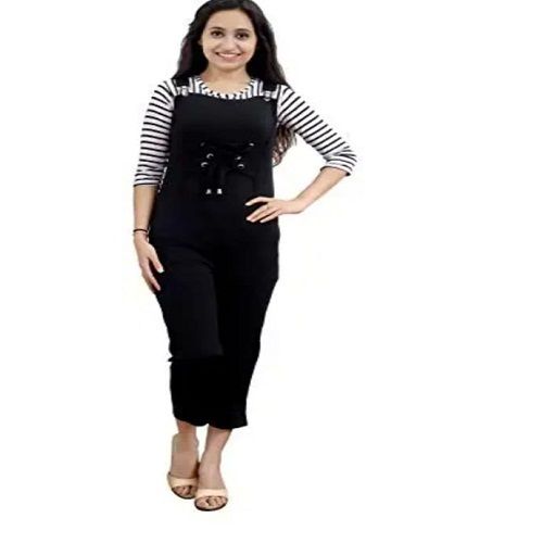 Appealing Look Trendy Design Skin Friendliness Black And White Girls Jumpsuits Bust Size: 38 Inch (In)