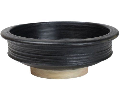 Black Colour Deep Burned Clay Handi/Pot For Cooking And Serving 4 Liter