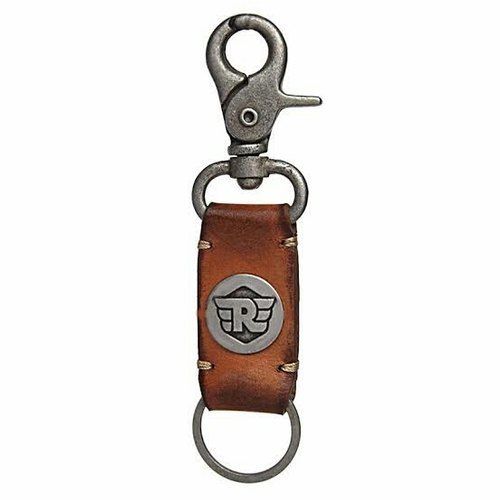 Brown Color Handmade Leather Keychain With Silver Color Metal Ring For Promotional Gift