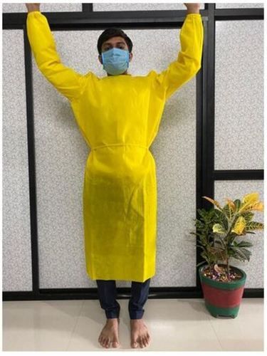 Non Woven Style Yellow Color Plain Pattern Surgical Gowns