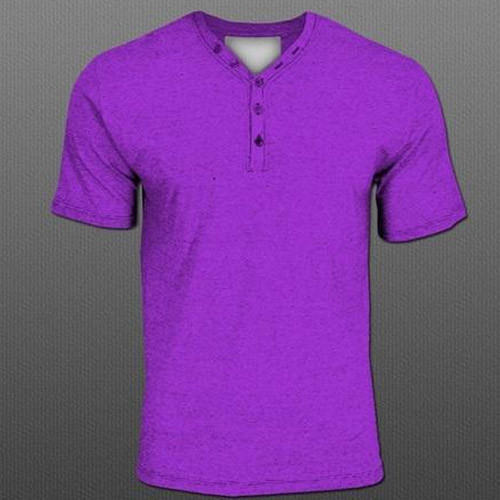 Purple Regular Fit Casual Wear Mens V-Neck Half Sleeves Plain Cotton T-Shirts Age Group: Adults