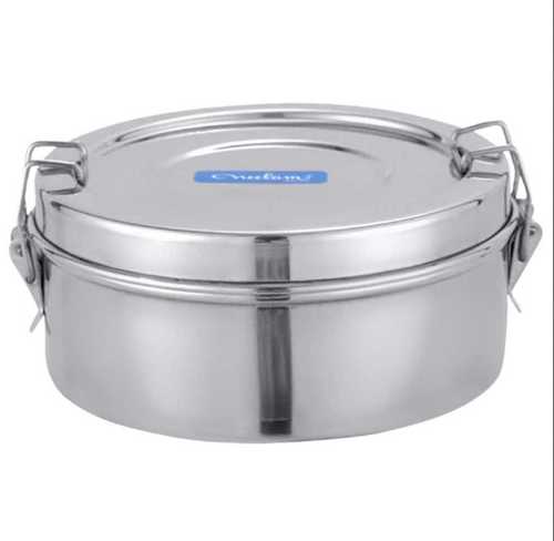 Round Shape Plain Stainless Steel Lunch Box with 500 ML Capacity 
