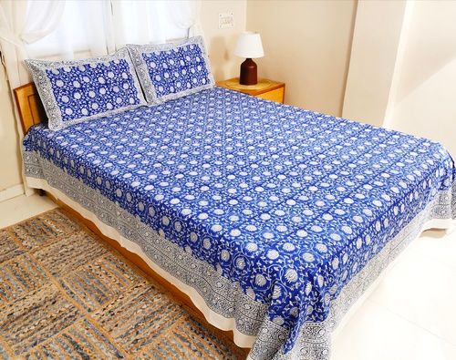 Skin Friendly And Comfortable Touch Hand Block Printed Double Bed Sheet