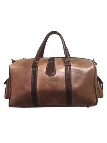 Spacious, Light Weight Plain Design And Brown Color Leather Duffle Bag For Travelling Purpose Gender: Men