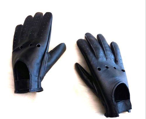 Highly Comfortable 14 Inch Size Plain Design And Black Color Full Finger Leather Hand Gloves