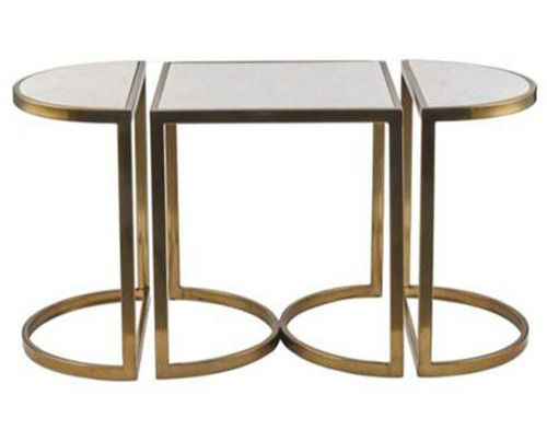 Modern Design Marble Top Side Table In White And Gold Colour For Home