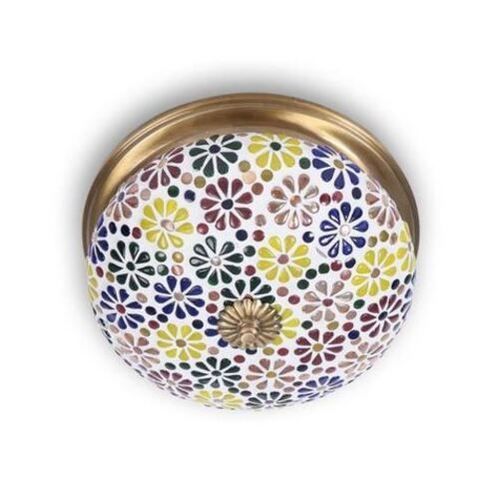 Multicolour Multi-Color Glass, Steel And Brass Ceiling Lamp For Lighting