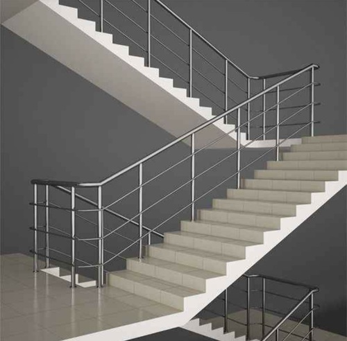 Wrought Iron Plain Stainless Steel Staircase Railing Used In Homes And Commercial Complex