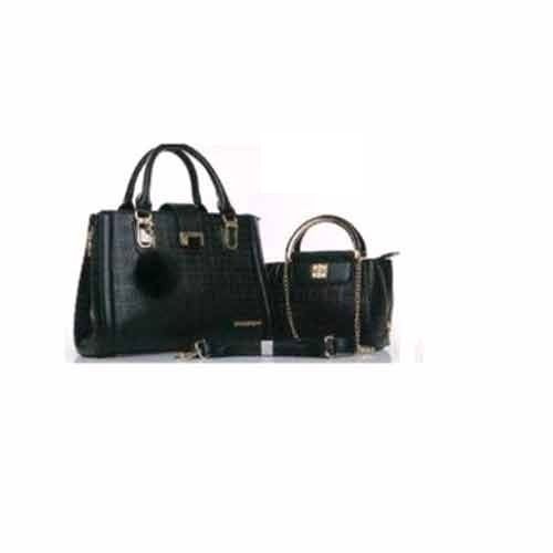Very Spacious, Plain Design And Black Color Ladies Designer Leather Bag With Adjustable Straps