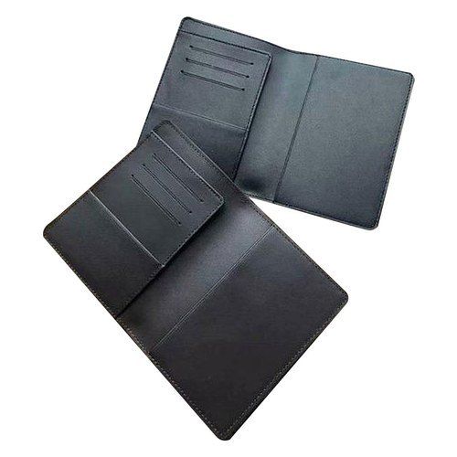 Very Spacious, Plain Design And Black Color Leather Foldable Passport Holder With 3 Card Slot