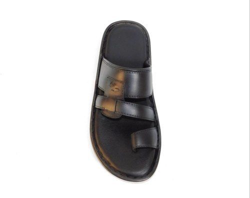 6 To 11 Size Plain Design And Black Genuine Leather Male Casual Slipper With Pu Sole And Low Heel Size Size: 6-11