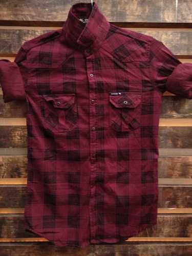 Double Pockets, Party Wear, Maroon Color, Full Sleeves, Shirts For Mens