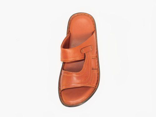 Plain And Tan Color Genuine Leather Men Formal Slipper With Pu Sole And Low Heel Size