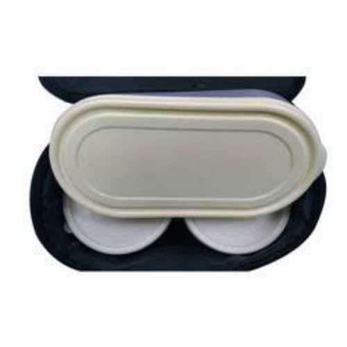Schools, Colleges and Offices Usage Two Steel Bowl Plastic Lunch Box - Plastic, Custom Size, White | Leak Proof, Dishwasher Safe Design