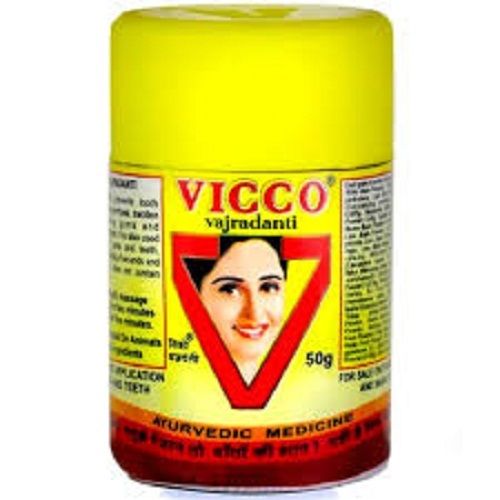 White Vicco Vajradanti Tooth Powder With 18 Ayurvedic Spices, Pack Size 50 Gm