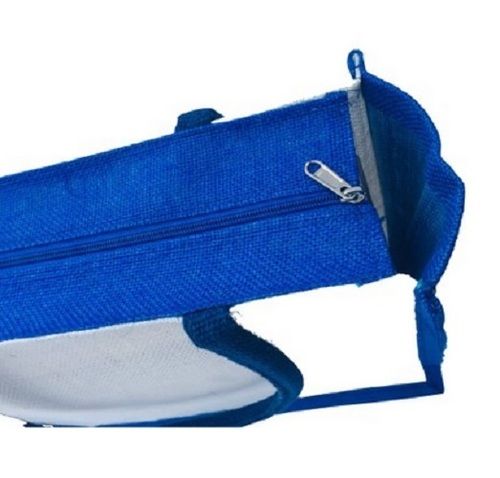 Eco Friendly Handmade Royal Blue Zipper Close Jute Bag For Shopping Bag, Office lunch Bag, Grocery Shopping Bag, Jute Carry Bag