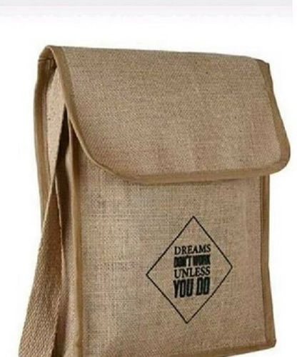 Eco Friendly Eco-Friendly Natural Brown Colour Sling Jute Messenger Bag, L12"Xw10"Xb3"