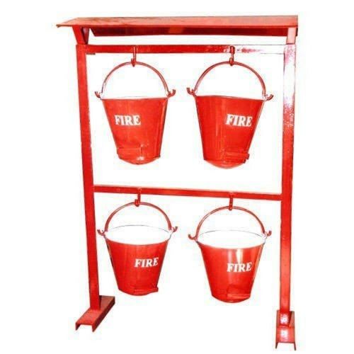 Powder/Paint Coated 4 Feet Height Red Mild Steel Fire Safety Sand Bucket Stand Application: Industrial