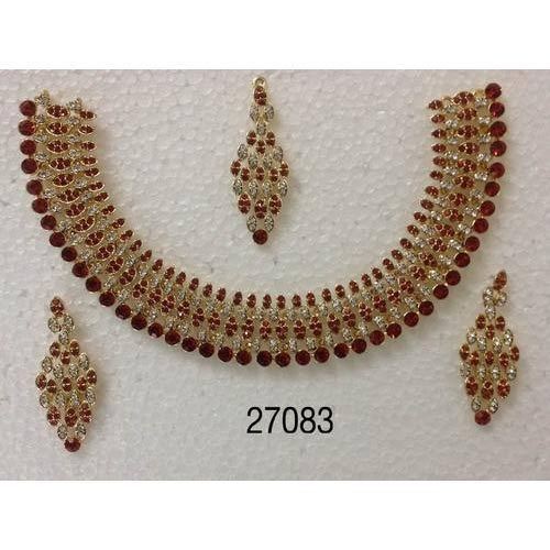 Golden 6 Inches Imitation Necklace Set For Wedding And Party Wear