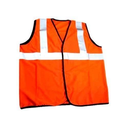 Free Size Orange/Green V Neck Reusable Sleeveless Reflective Polyester Jacket