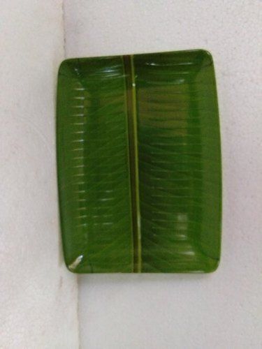 Green Colour Rectangle Shape Banana Leaf Design Melamine Snack Plate